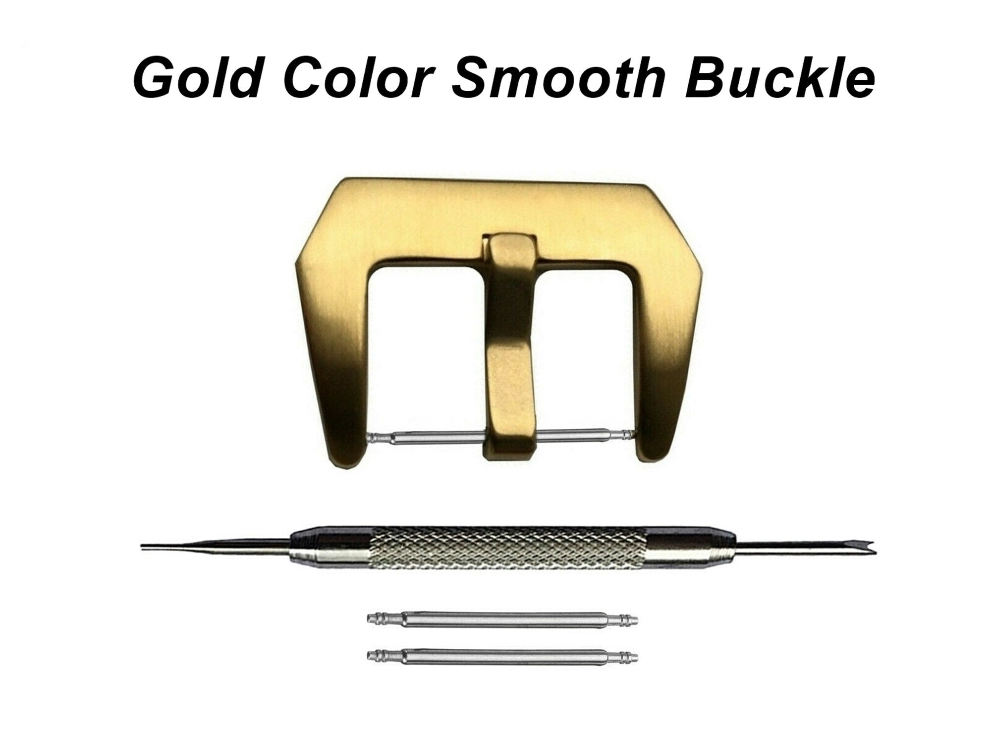 4pcs Set Wide Buckles for 18mm 20mm 22mm 24mm Watch Straps Bands Stainless Steel Kit Engraved Silver Black Rose Gold Finish - Pins Tool